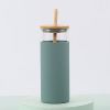 Eco-Friendly Borosilicate Bottle with Bamboo Lid, Straw, and Silicone Rubber Case