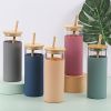 Eco-Friendly Borosilicate Bottle with Bamboo Lid, Straw, and Silicone Rubber Case