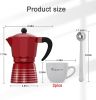 Stovetop Percolator Espresso Maker Aluminum Pot Set in Red