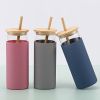 Eco-Friendly Borosilicate Bottle with Bamboo Lid, Straw, and Silicone Rubber Case