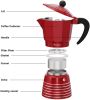 Stovetop Percolator Espresso Maker Aluminum Pot Set in Red