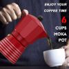 Stovetop Percolator Espresso Maker Aluminum Pot Set in Red