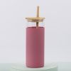 Eco-Friendly Borosilicate Bottle with Bamboo Lid, Straw, and Silicone Rubber Case