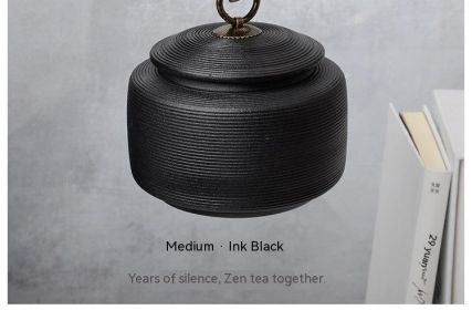 Retro Stoneware Sealed Cans Brushed Glaze-Free Tea Storage Pot (Option: Medium Ink Black)