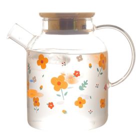 Sunflower Art Glass Infuser Tea Pot (Option: Large Alloy Cover)