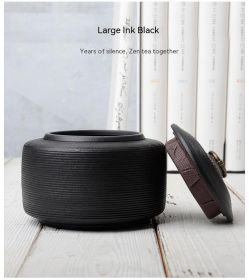 Retro Stoneware Sealed Cans Brushed Glaze-Free Tea Storage Pot (Option: Large Ink Black)