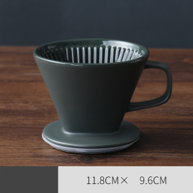Artisanal Ceramic Pour-Over Drip Coffee Pot (Color - Print: Black)