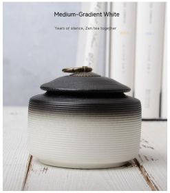 Retro Stoneware Sealed Cans Brushed Glaze-Free Tea Storage Pot (Option: Extra Small Gradient White)