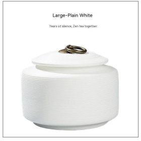 Retro Stoneware Sealed Cans Brushed Glaze-Free Tea Storage Pot (Option: Large Plain White)