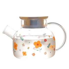 Sunflower Art Glass Infuser Tea Pot (Option: Small Alloy Cover)