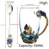 Butterfly Rose Painted Crystal Cup with spoon