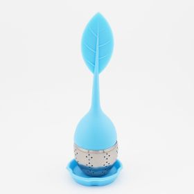 Tea Infuser with Silicone Handle and Stainless Steel Strainer (Color: Blue)