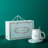 Ceramic Mug Set with Spoon and Warmer Plate