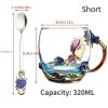 Butterfly Rose Painted Crystal Cup with spoon